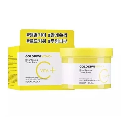 Holika Holika Gold Kiwi Vita C+ Brightening Toner Pads 80 pads KOREAN SKINCARE  - Image 1 of 4