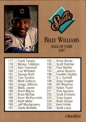 Checklist (Billy Williams) 1992 Studio #263 Cubs FREE SHIPPING AutographDen - Image 1 of 2