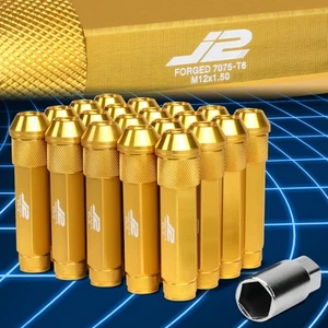 J2 Engineering 7075 Aluminum M12 x 1.5 25mm OD/90mm 20x Lug Nut + 1x Key Gold - Picture 1 of 7