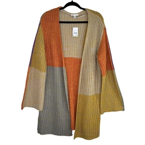 Cato Sweater Womens 18 20W Multicolor Open Front Cardigan Acrylic Knit Boho Plus - Picture 1 of 10