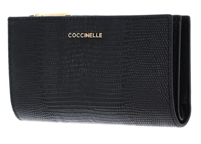 COCCINELLE porte-monnaie Metallic Lizard Wallet Noir - Photo 1/4