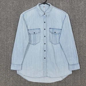 Free People Hemd Damen L blau Denim Chambray Knopfleiste Western - Bild 1 von 14