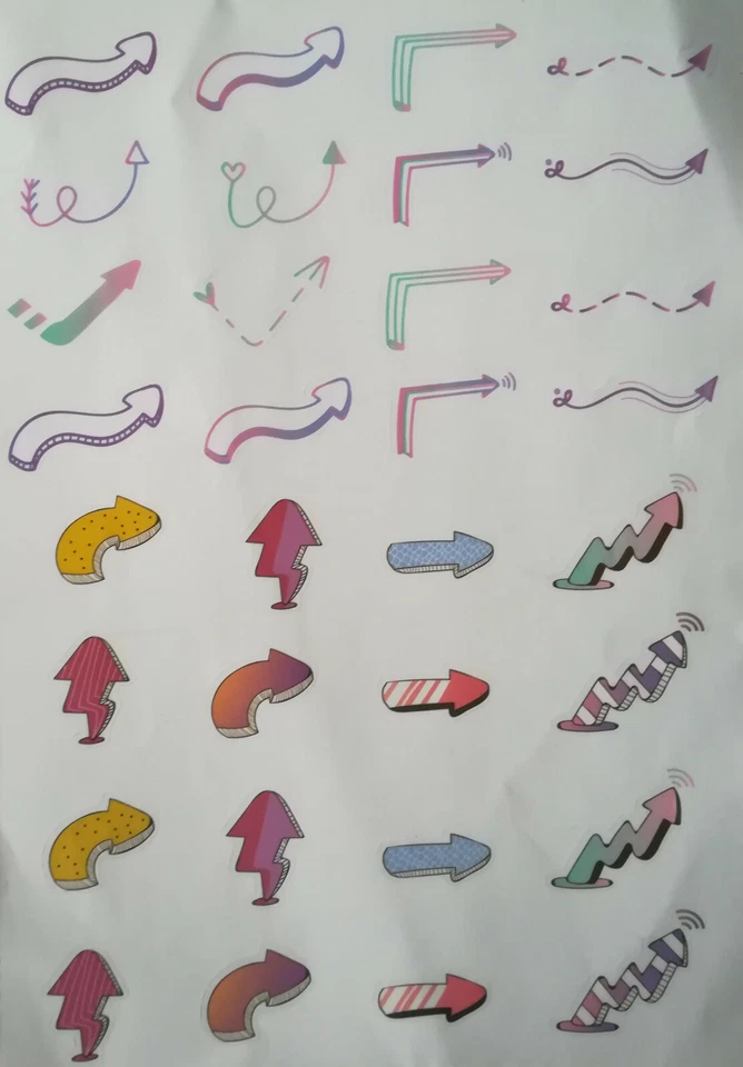 32x STICKER PFEILE BUNT X27 Hinweis Richtung Wegweiser Büro Zeiger Aufkleber (E) - Bild 1 von 1