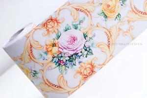 Shabby Chick Fablon Border Victorian Rose Wallpaper  Floral Sticky Back Plastic - Picture 1 of 9
