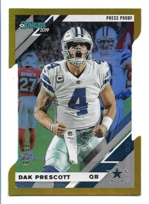 Dak Prescott 2019 Donruss Press Proof Gold Die Cut #73V #05/25 Dallas Cowboys - Image 1 of 2