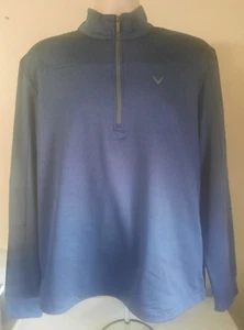 Callaway Weather Series Mens Fleece 1/4 Zip Swing Tech Golf Blue M Medium Warm - Picture 1 of 13