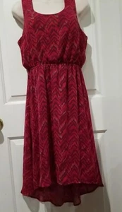 Mossimo Gr. M Damen rosa braun grau lila Chevron ärmellos High Low Kleid - Bild 1 von 10