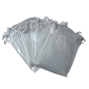 Poly Plastic Bags Double Drawstring Clear 2 MIL High Clarity (50 Qty 5" x 8") - Picture 1 of 6