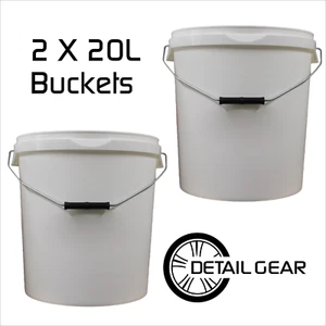 2 X DETAIL GEAR® 20L (5 Galloni) Robusto Secchio Pulizia Autolavaggio con Manico - Foto 1 di 1