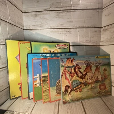 LOTE De Colección Años 50 60 De 9 Whitman/Milton Bradley Bandeja Marco Rompecabezas ANIMALES Aptitud Foto 1 de 4