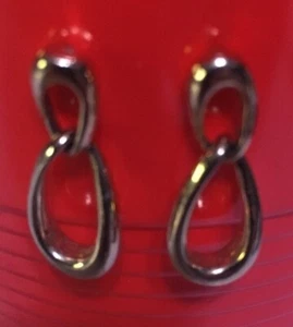 Vintage Napier Goldtone Drop Dangle Open Tear Drop Signed Earrings - Picture 1 of 2