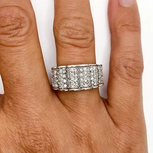 14k White Gold Round Diamond .75ctw Cluster Cocktail Ring 10.1g Size 8 - Picture 1 of 9