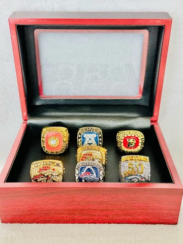 7 PCS Denver Broncos Championship Ring Complete Set W Box, 🇺🇸 SHIP Cover