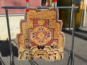 Throne back Tibetan rug from the 19th century 65x65cm handknotted rug - clean - Foto 1 di 14