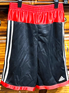 Adidas boys athletic Nylon shorts Red Black  Size 7X White stripes FREE SHIPPING