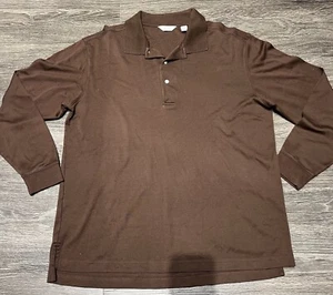 Turnbury Men's Classic Cotton Brown Golf Polo Shirt Long Sleeve Size L - Picture 1 of 7