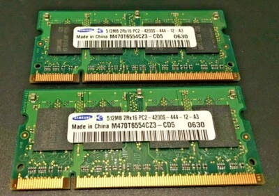 (2) Samsung 512 MB SO-DIMM 533 MHz DDR2 Memory (M470T6554CZ3-CD5) - Image 1 of 3