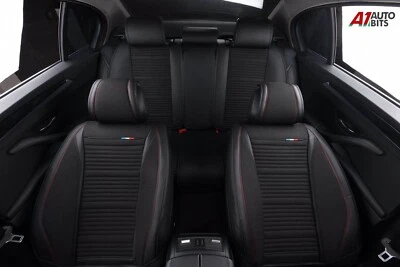 Copri Sedili Completi In Pelle PU Di Lusso E Tessuto Nero Per Audi A4 A6 A8 - Imagen 1 de 3