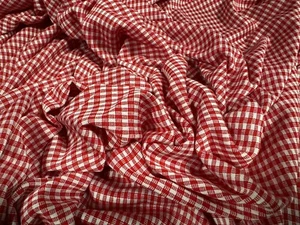 Single Jersey Knitwear Fabric, Per Metre - Gingham - Red & White - Picture 1 of 3