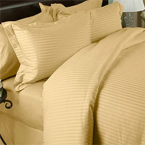 Set lenzuola 1500 fili 100% cotone egiziano 1500 TC COMPLETO righe oro - Foto 1 di 1