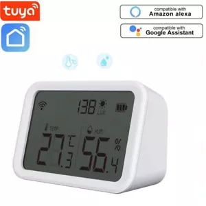 Tuya Wifi Zigbee Temperature Humidity Sensor Lux Light Detector LCD Screen Alexa - Picture 1 of 13