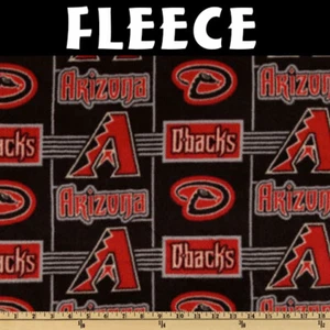 MLB Arizona Diamondbacks Black/Red 3/4 Fleece Fabric BTY - Picture 1 of 2
