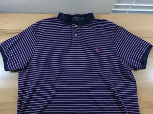 Ralph Lauren Polo Shirt Mens XL Purple Striped Custom Fit Casual Short Sleeve - Picture 1 of 8