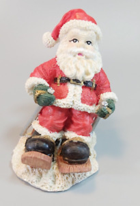 Skiing Santa Figurine Father Christmas Decoration Holidays Winter Sports Festive