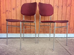 Chair Chrome Dining Room 70er Vintage Space Age Upholstered Retro 1/ - Picture 1 of 8