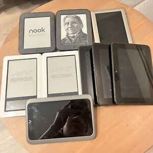 Lot of 9 Nook and Amazon kindle fire tablets working
