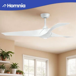 52" Ceiling Fan DC Motor Modern Indoor Quiet Motor 3 Powerful ABS Blades White - Picture 1 of 12