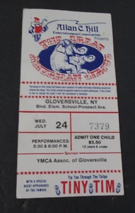 Gloversville, NY Great American Circus Ticket with Guest Appearance by TINY TIM - Picture 1 of 2