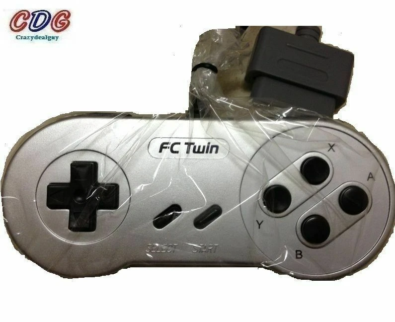 New FC Controller Silver for FC Twin NES/SNES Video Game System - Image 1 of 1