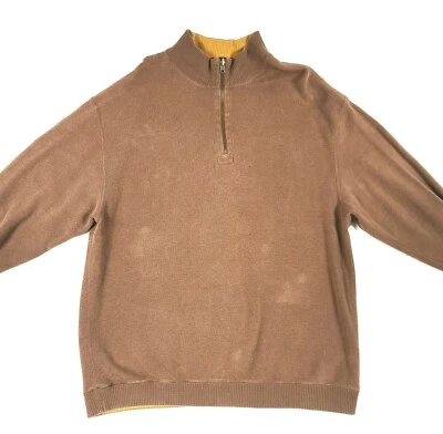 Pendleton 1/4 Zip Sweater Cotton Cardigan Men's Size Large Tan Brown  - Image 1 of 4