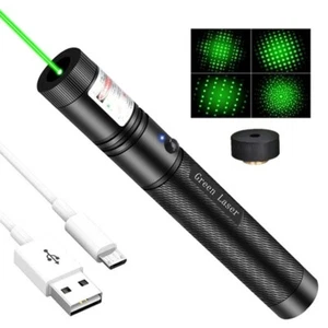USB Rechargeable 990Miles Green Laser Pointer Pen 532NM Visible Beam Light 1mw - Picture 1 of 13