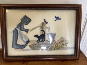 Water For Everyone 12”x 8.5”Beautiful Professional Framed Handmade Needlepoint - Picture 1 of 7