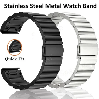 Cinturino in metallo titanio di ricambio per Garmin Fenix 8 7X 7 6X 6 5 5X 3HR S70 Quick Fit - Immagine 1 di 4