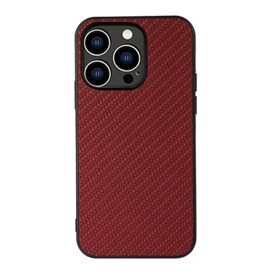 For iPhone 14 Pro Carbon Fiber Texture Phone Case (Red) - Image 1 of 4