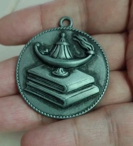 Vintage Lamp of Knowledge Pendant Academic Book Award Medal -- "Collectible" - Picture 1 of 3