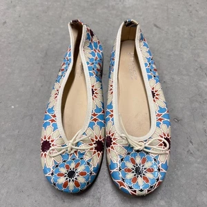 Arabesque Mandala Mosaic French Sole Flats Vintage Slip Flats Size 37 (US 6.5-7) - Picture 1 of 6