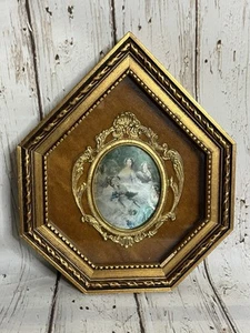 Quadro famiglia vintage arte vittoriana con cornice e retro in velluto cammeo oro - Foto 1 di 7