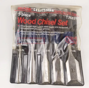 Set 5 pezzi scalpelli legno vintage Sears Craftsman 36829 made in USA 1/4 -1 1/2 - Foto 1 di 4