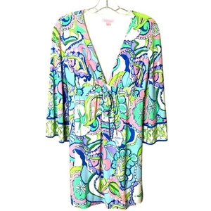 Lilly Pulitzer Tropez Tunika Conch Republic Damen V-Ausschnitt adretter Strand XS $ 238 - Bild 1 von 7