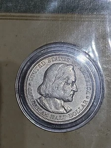 U.S. mint 1893 Colombian Exposition Half Dollar 90% Silver AU. Original book. - Picture 1 of 4