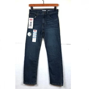 Wrangler Boy Straight Leg Regular Fit Adjustable Waist Denim Blue Jeans 12 Large - Picture 1 of 7