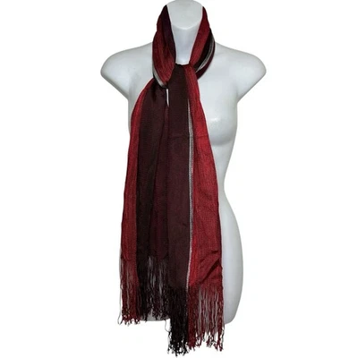 Missoni Foulard Rojo Rayas Viscosa Bufanda Flecos Hecho en Italia 80x12” Diseñador Foto 1 de 4