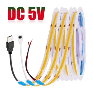 DC 5V LED COB Strip Light USB High Density Linear Lighting 320LED Flexible Tape - Picture 1 of 16