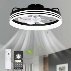 Bella Depot Ceiling Fan w/ Dimmable Light 5"Hx20"D LED Indoor Flush Mount Black - Picture 1 of 6