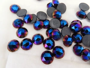 Full pack 48 Vintage Preciosa Round faceted Flatbacks 11mm Blue Iris. 59135 - Picture 1 of 2