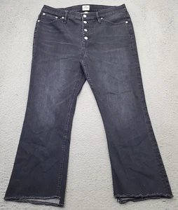 J.CREW Bootcut Jeans Womens Size 32 Black Denim Cotton Frayed Hem 4-Button Fly - Picture 1 of 10